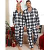 imageSWOMOG Matching Couple Pajamas Christmas Pjs Long Sleeve Holiday Sleepwear Lightweight Soft Loungewear for Men and WomenWhite Big Plaid