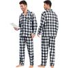 imageSWOMOG Matching Couple Pajamas Christmas Pjs Long Sleeve Holiday Sleepwear Lightweight Soft Loungewear for Men and WomenWhite Black Plaid