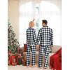 imageSWOMOG Matching Couple Pajamas Christmas Pjs Long Sleeve Holiday Sleepwear Lightweight Soft Loungewear for Men and WomenWhite Black Plaid