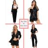 imageSWOMOG Matching Pajamas Sets for Couples 4 Pcs Silk Satin Pjs Sets Women ampamp Men ButtonDown Sleepwear Soft LoungewearBlack