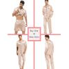 imageSWOMOG Matching Pajamas Sets for Couples 4 Pcs Silk Satin Pjs Sets Women ampamp Men ButtonDown Sleepwear Soft LoungewearChampagne