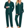 imageSWOMOG Matching Couple Pajamas Christmas Pjs Long Sleeve Holiday Sleepwear Lightweight Soft Loungewear for Men and WomenGreen