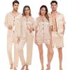 imageSWOMOG Matching Pajamas Sets for Couples 4 Pcs Silk Satin Pjs Sets Women ampamp Men ButtonDown Sleepwear Soft LoungewearChampagne