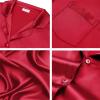 imageSWOMOG Long Sleeve Pajamas Set Silk Satin Sleepwear Button Down Pjs Loungewear with PocketChristmas Red