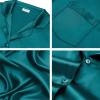 imageSWOMOG Long Sleeve Pajamas Set Silk Satin Sleepwear Button Down Pjs Loungewear with PocketLight Green