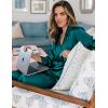 imageSWOMOG Long Sleeve Pajamas Set Silk Satin Sleepwear Button Down Pjs Loungewear with PocketLight Green