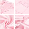 imageSWOMOG Long Sleeve Pajamas Set Silk Satin Sleepwear Button Down Pjs Loungewear with PocketLight Pink