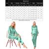 imageSWOMOG Long Sleeve Pajamas Set Silk Satin Sleepwear Button Down Pjs Loungewear with PocketSage