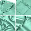 imageSWOMOG Long Sleeve Pajamas Set Silk Satin Sleepwear Button Down Pjs Loungewear with PocketSage