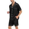 imageSWOMOG Satin Matching Pajamas Sets Couple Silk Button Down Nightwear Short Sleeve Sleepwear 2 Pieces Loungewear with ShortsDeepblack Stripedmen