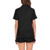 imageSWOMOG Woman Pajama Set Short Sleeve Pjs Set 2Pcs Short Pajamas Button Down Ruffle Hem Sleepwear Soft Modal LoungewearBlack Grey