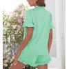 imageSWOMOG Woman Pajama Set Short Sleeve Pjs Set 2Pcs Short Pajamas Button Down Ruffle Hem Sleepwear Soft Modal LoungewearMintgreen