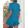 imageSWOMOG Woman Pajama Set Short Sleeve Pjs Set 2Pcs Short Pajamas Button Down Ruffle Hem Sleepwear Soft Modal LoungewearPeacock Blue