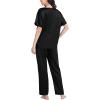 imageSWOMOG Womens 2 Piece Satin Pajamas Silk Short Sleeve Pjs Sets Capri Bottom Pajama Pants Loose Outfit with PocketsDull Black