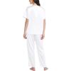 imageSWOMOG Womens 2 Piece Satin Pajamas Silk Short Sleeve Pjs Sets Capri Bottom Pajama Pants Loose Outfit with PocketsPear White