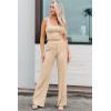 imageSWOMOG Womens 3 Piece Matching Set Ribbed Knit Lounge Sets Tank Cardigan and Pants Pajamas Loungewear Outfits with PocketsChampagne
