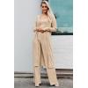 imageSWOMOG Womens 3 Piece Matching Set Ribbed Knit Lounge Sets Tank Cardigan and Pants Pajamas Loungewear Outfits with PocketsChampagne