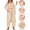 imageSWOMOG Womens 3 Piece Matching Set Ribbed Knit Lounge Sets Tank Cardigan and Pants Pajamas Loungewear Outfits with PocketsChampagne