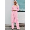 imageSWOMOG Womens 3 Piece Matching Set Ribbed Knit Lounge Sets Tank Cardigan and Pants Pajamas Loungewear Outfits with PocketsPink