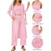 imageSWOMOG Womens 3 Piece Matching Set Ribbed Knit Lounge Sets Tank Cardigan and Pants Pajamas Loungewear Outfits with PocketsPink