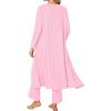 imageSWOMOG Womens 3 Piece Matching Set Ribbed Knit Lounge Sets Tank Cardigan and Pants Pajamas Loungewear Outfits with PocketsPink