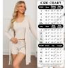 imageSWOMOG Womens 3 Piece Ribbed Knit Lounge Sets Pajama Sets Cardigan Loungewear Robe Tank Top and Shorts with PocketsCream