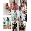 imageSWOMOG Womens 3 Piece Ribbed Knit Lounge Sets Pajama Sets Cardigan Loungewear Robe Tank Top and Shorts with PocketsCream