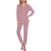 imageSWOMOG Womens Pajamas Set Long Sleeve Sleepwear Button Down Nightwear Soft Joggers PJs Sets with Pockets Lounge SetsTaro Purple