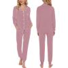 imageSWOMOG Womens Pajamas Set Long Sleeve Sleepwear Button Down Nightwear Soft Joggers PJs Sets with Pockets Lounge SetsTaro Purple