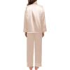 imageSWOMOG Womens Silk Satin Pajamas Set Long Sleeve Sleepwear Two Pieces Loungewear Set ButtonDown Contrast Pjs SetChampagne