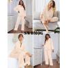 imageSWOMOG Womens Silk Satin Pajamas Set Long Sleeve Sleepwear Two Pieces Loungewear Set ButtonDown Contrast Pjs SetChampagne