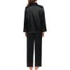 imageSWOMOG Womens Silk Satin Pajamas Set Long Sleeve Sleepwear Two Pieces Loungewear Set ButtonDown Contrast Pjs SetPure Black