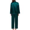 imageSWOMOG Womens Silk Satin Pajamas Set Long Sleeve Sleepwear Two Pieces Loungewear Set ButtonDown Contrast Pjs SetPure Deep Green