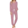 imageSWOMOG Womens Pajamas Set Long Sleeve Sleepwear Button Down Nightwear Soft Joggers PJs Sets with Pockets Lounge SetsTaro Purple