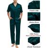 imageSWOMOG Mens 3pcs Pajamas Set Silk Satin Short Sleeve Sleepwear Button Down Pjs Classic Loungewear NightwearDark Green