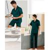 imageSWOMOG Mens 3pcs Pajamas Set Silk Satin Short Sleeve Sleepwear Button Down Pjs Classic Loungewear NightwearDark Green