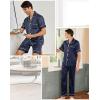 imageSWOMOG Mens 3pcs Pajamas Set Silk Satin Short Sleeve Sleepwear Button Down Pjs Classic Loungewear NightwearDark Grey