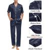 imageSWOMOG Mens 3pcs Pajamas Set Silk Satin Short Sleeve Sleepwear Button Down Pjs Classic Loungewear NightwearDark Grey