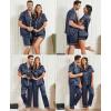 imageSWOMOG Mens 3pcs Pajamas Set Silk Satin Short Sleeve Sleepwear Button Down Pjs Classic Loungewear NightwearDark Grey