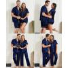 imageSWOMOG Mens 3pcs Pajamas Set Silk Satin Short Sleeve Sleepwear Button Down Pjs Classic Loungewear NightwearDark Navy Blue