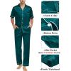 imageSWOMOG Mens 3pcs Pajamas Set Silk Satin Short Sleeve Sleepwear Button Down Pjs Classic Loungewear NightwearGreen