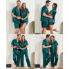 imageSWOMOG Mens 3pcs Pajamas Set Silk Satin Short Sleeve Sleepwear Button Down Pjs Classic Loungewear NightwearGreen