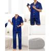 imageSWOMOG Mens 3pcs Pajamas Set Silk Satin Short Sleeve Sleepwear Button Down Pjs Classic Loungewear NightwearZberry