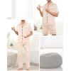 imageSWOMOG Mens 3pcs Pajamas Set Silk Satin Short Sleeve Sleepwear Button Down Pjs Classic Loungewear NightwearZlight Blonde