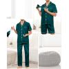 imageSWOMOG Mens 3pcs Pajamas Set Silk Satin Short Sleeve Sleepwear Button Down Pjs Classic Loungewear NightwearZmoss
