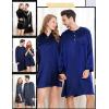 imageSWOMOG Mens Long Sleeve Nightshirt Satin Nightgown Winter Crewneck Sleepwear Buttonup Soft Pullover Loose Sleep ShirtNavy Blue