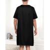 imageSWOMOG Mens Long Sleeve Nightshirt Satin Nightgown Winter Crewneck Sleepwear Buttonup Soft Pullover Loose Sleep ShirtShort Sleeve Black