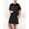 imageSWOMOG Mens Long Sleeve Nightshirt Satin Nightgown Winter Crewneck Sleepwear Buttonup Soft Pullover Loose Sleep ShirtShort Sleeve Black