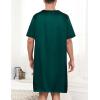 imageSWOMOG Mens Long Sleeve Nightshirt Satin Nightgown Winter Crewneck Sleepwear Buttonup Soft Pullover Loose Sleep ShirtShort Sleeve Dark Green