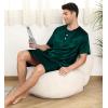 imageSWOMOG Mens Long Sleeve Nightshirt Satin Nightgown Winter Crewneck Sleepwear Buttonup Soft Pullover Loose Sleep ShirtShort Sleeve Dark Green